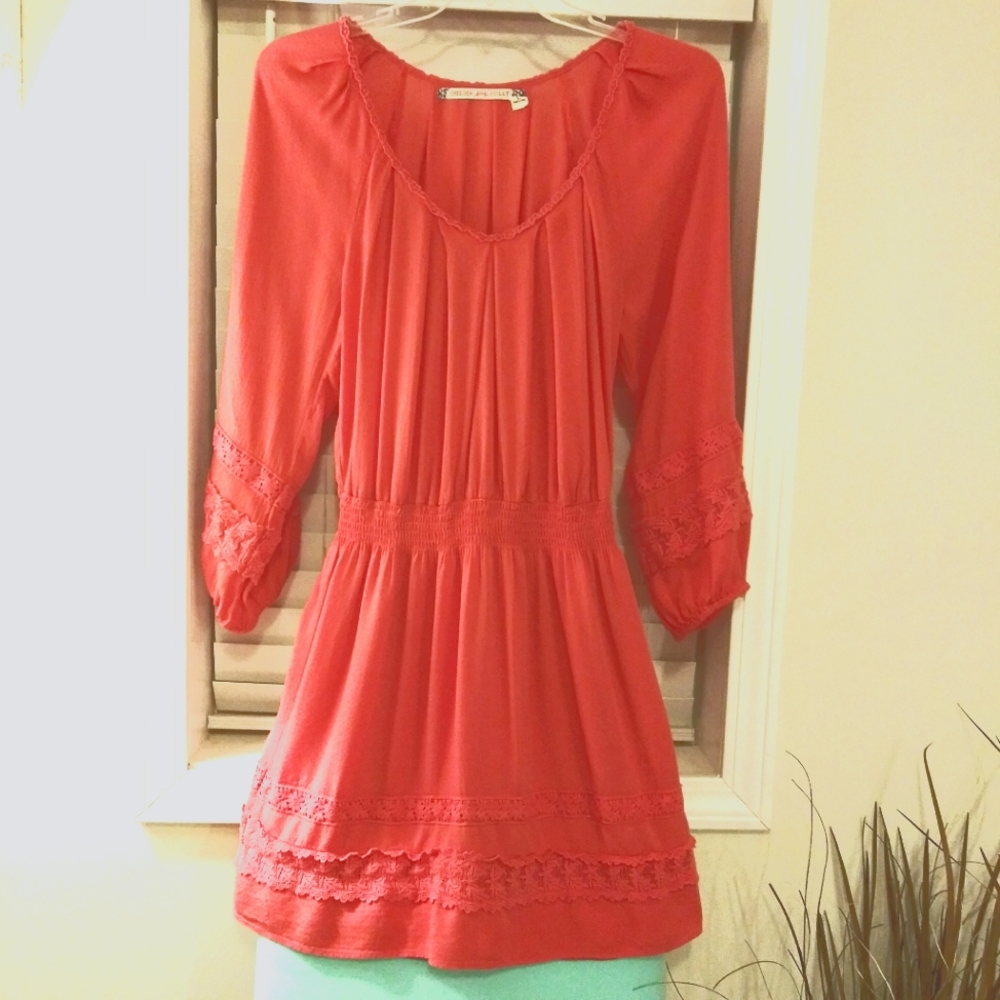 Chelsea & Violet Vintage Coral Dress with Crochet